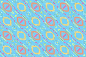 Ikkat or ikat print batik textile seamless pattern digital vector design for Print saree Kurti Borneo Fabric border brush symbols swatches cotton