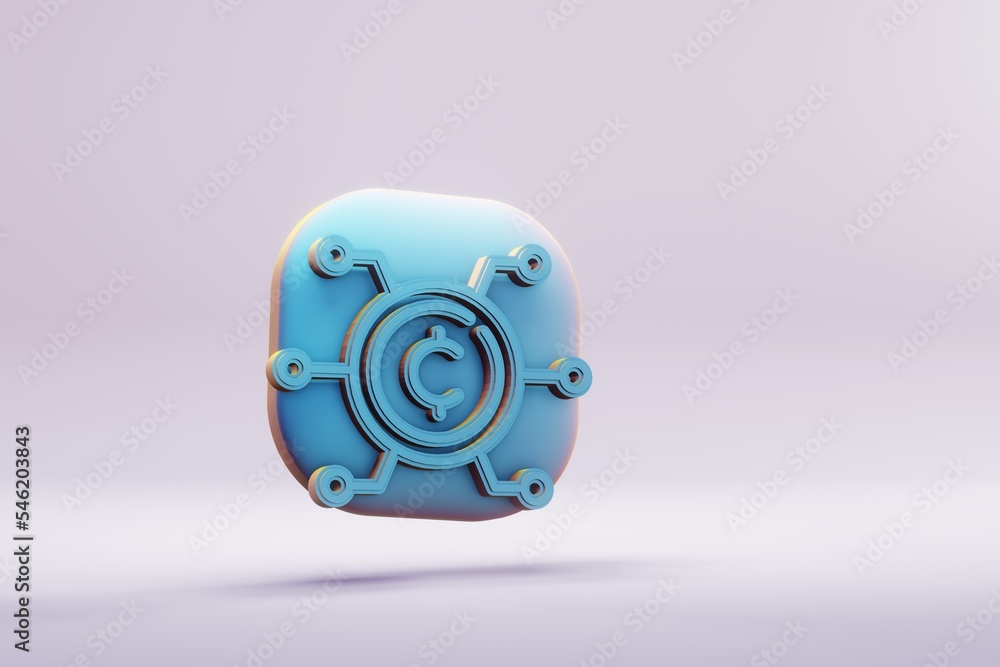 Leinwandbilder beautiful abstract illustrations blue blockchain cryptocurrency coin symbol icons on a wonderful bac