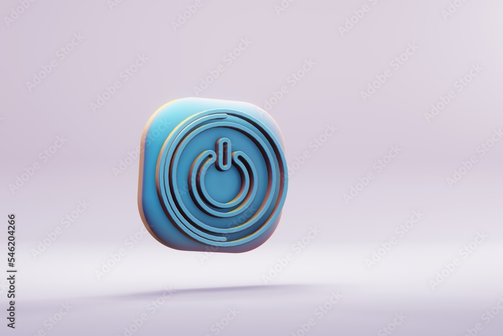 Poster beautiful illustration musical instrument blue round power button symbol icons on a bright pink back