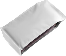 Mockup transparent white coffee pouch, png, stabilo pack for tea.