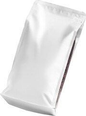 Mockup transparent white coffee pouch, png, stabilo pack for tea.