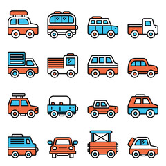 Car Icons Set on White Background. Vector