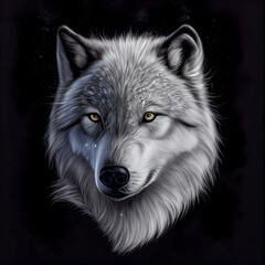 Obraz premium Wolf on a Black Background, Generative AI Illustration