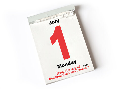 1 . July 2024 Memorial Day of Newfoundland and Labrador