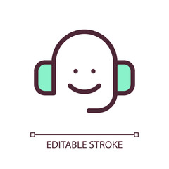 Call center pixel perfect RGB color ui icon. Selling products via phone. Simple filled line element. GUI, UX design for mobile app. Vector isolated pictogram. Editable stroke. Arial font used