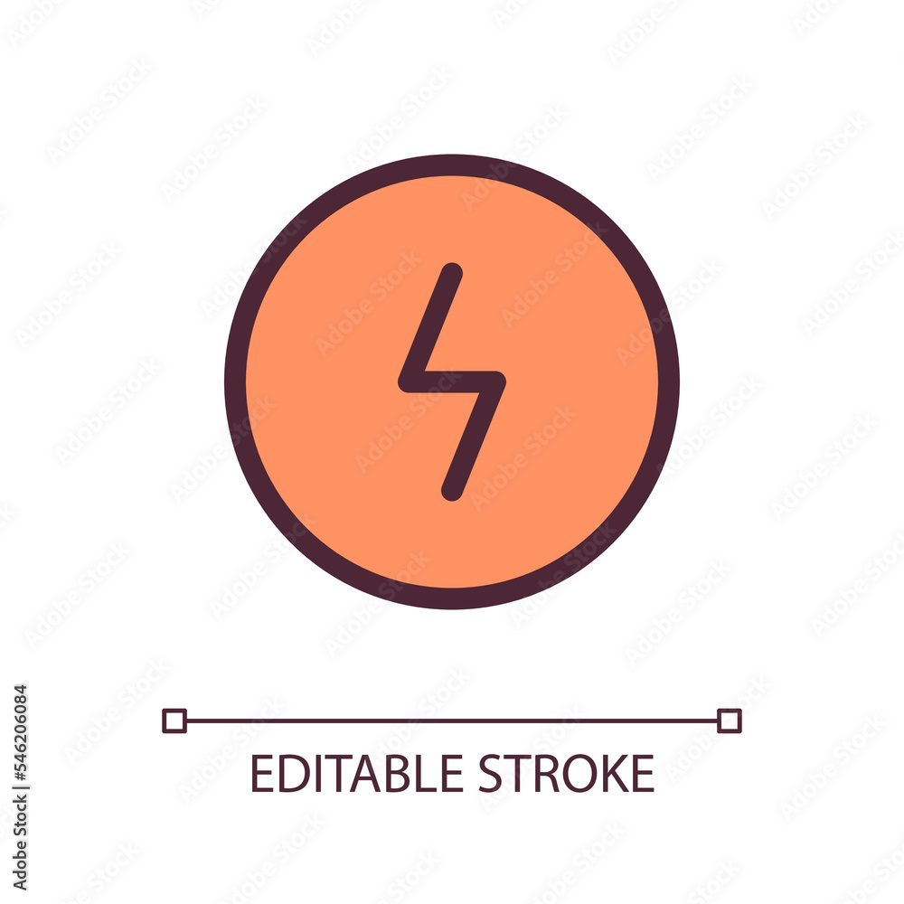 Poster Dangerous current pixel perfect RGB color ui icon. Awareness for customers. Simple filled line element. GUI, UX design for mobile app. Vector isolated pictogram. Editable stroke. Arial font used