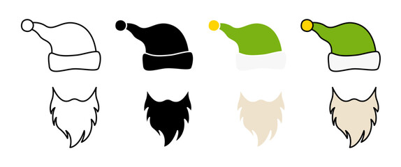 Beard with christmas hat on white background