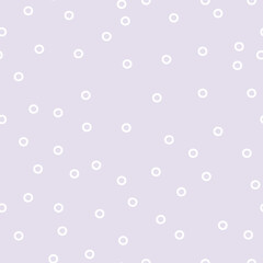 Abstract vector seamless pattern with white chaotic points on lilac backdrop. For fabric, textile, invitation baby shower, print for clothes and pajamas, gift and wrapping paper, wallpapers and decor