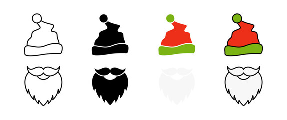 Beard with christmas hat on white background