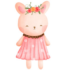 Bunny girl with beautiful flower on head.she is smiling and falling in love.