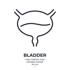 Bladder organ editable stroke outline icon isolated on white background flat vector illustration. Pixel perfect. 64 x 64.