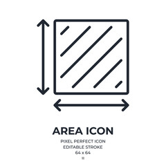 Area and dimension concept editable stroke outline icon isolated on white background flat vector illustration. Pixel perfect. 64 x 64.