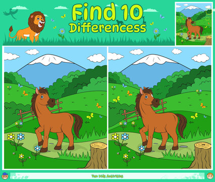 Find 10 Differences Animals Horse