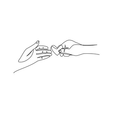 recommend clip art: Vector illustration of hands holding a valentine hand drawn in line art style