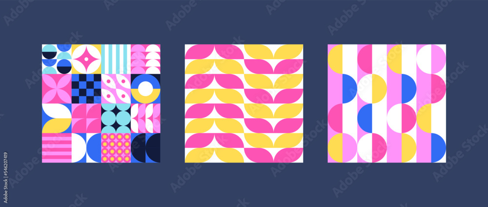 Aufkleber geometric shapes abstract background collection. vector colorful illustration. star, circle and curv
