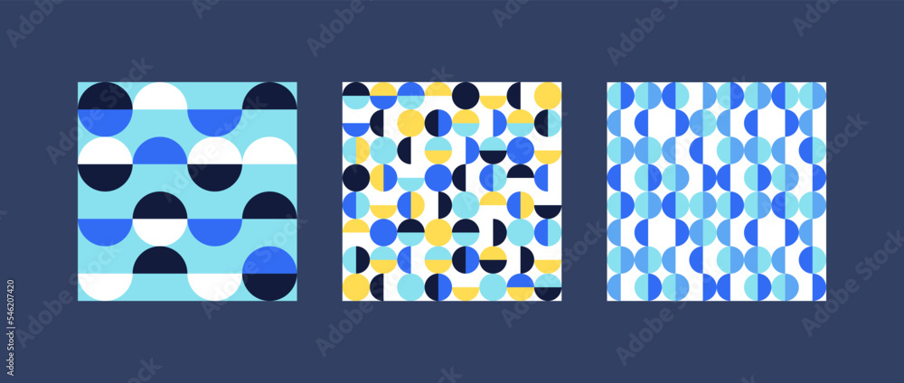 Poster geometric shapes abstract background collection. vector colorful illustration. half circle shape tex