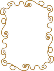Rectangular frame made of tangled rope isolated on white background.