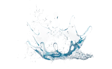Foto op Aluminium 3d water splash transparent, clear blue water scattered around isolated. 3d render illustration © sirawut