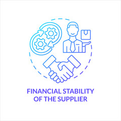 Financial stability of supplier blue gradient concept icon. Business relationship. Reliable partner abstract idea thin line illustration. Isolated outline drawing. Myriad Pro-Bold font used