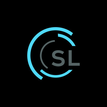 SL logo monogram isolated on circle element design template, SL letter logo design on black background. SL creative initials letter logo concept. SL letter design.
