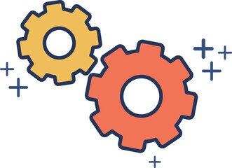 Setting icon illustration glyph style design with color and plus sign.