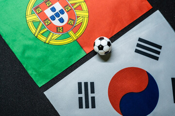 FIFA World Cup Qatar 2022 Football match with national flags. Group H South Korea vs Portugal
