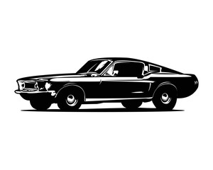 old american muscle car isolated vector illustration showing from the side. best for badge, icon and sticker design.