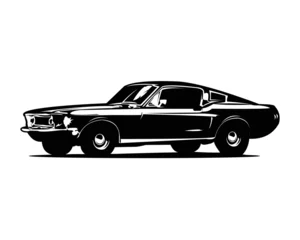 Fototapeten old american muscle car isolated vector illustration showing from the side. best for badge, icon and sticker design. © DEKI WIJAYA