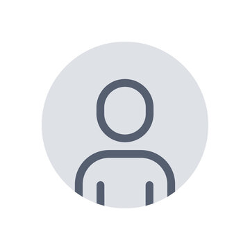 User profile icon. Avatar or person button. Profile picture, portrait symbol. Neutral gender silhouette. Circle button with avatar photo. Blank profile silhouette icon. Vector