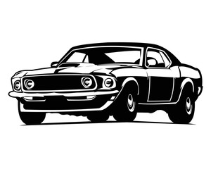 Obraz na płótnie Canvas old american muscle car isolated vector illustration showing from the side. best for badge, icon and sticker design.