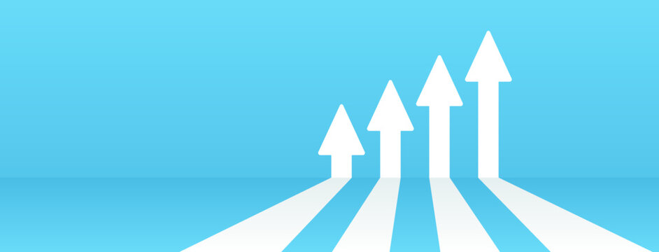 Inflation up trend background. Abstract financial chart with arrow. Business arrow target direction to success. Economy growth chart, up trend graph. Market inflation progress. Vector
