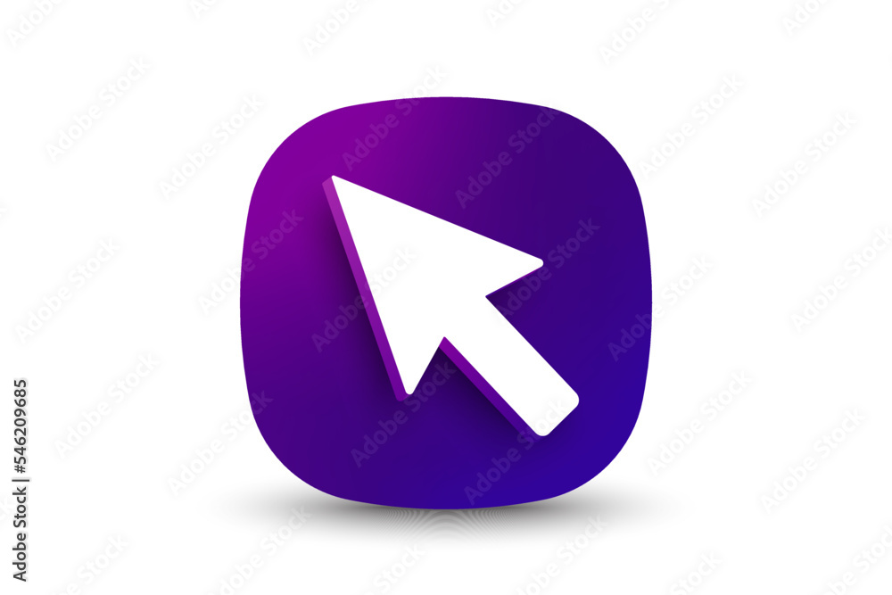 Aufkleber 3d arrow pointer, mouse cursor icon. click here arrow. computer interface gradient button. web inter