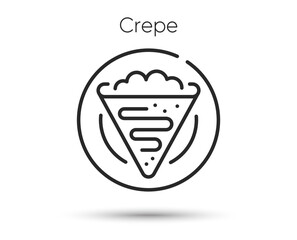 Crepe line icon. Sweet pancake on plate sign. Snack food symbol. Illustration for web and mobile app. Line style cream crepe icon. Editable stroke tasty pancake. Breakfast menu food. Vector - obrazy, fototapety, plakaty