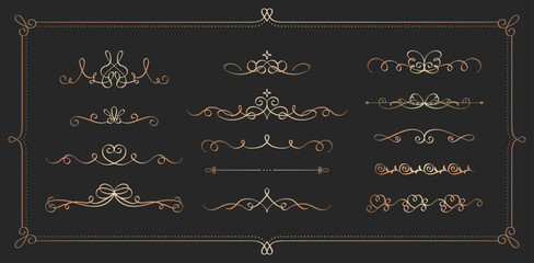 エレガントな飾り線のセット（金）