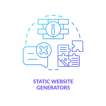 Static website generators blue gradient concept icon. Digital production. Future of web technologies abstract idea thin line illustration. Isolated outline drawing. Myriad Pro-Bold font used