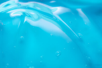 blue thick gel background with air bubbles