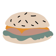 Burger Hand Drawn Decorative Element