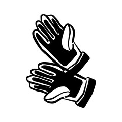 Gloves doodle art. Garden set. Black on White background.