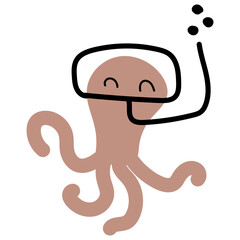 cute octopus dive hand drawn element