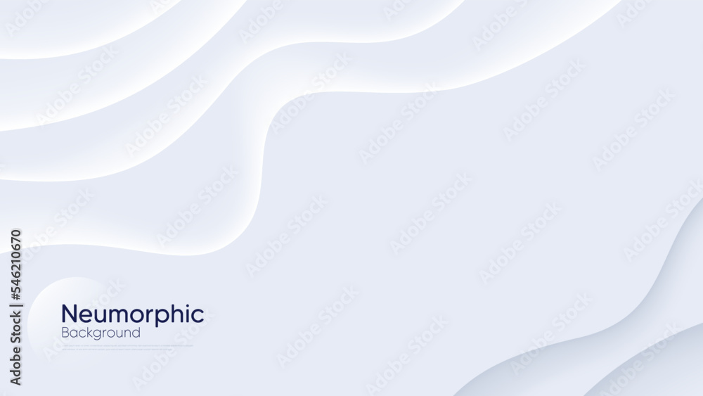 Poster neumorphic background with wavy layers. minimal abstract paper 3d design template. curve wave neumor