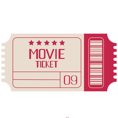Movie ticket vector illustration in flat color design