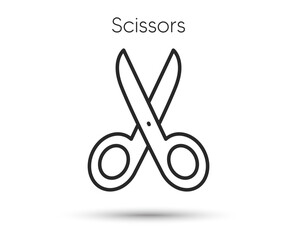 Scissors line icon. Cut paper scissor sign. Tailor, hairdresser or barber symbol. Illustration for web and mobile app. Line style open scissors icon. Editable stroke cut hair tool. Vector