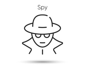 Secret spy agent icon. Financial fraud sign. Incognito, private or anonymous thief. Illustration for web. Line style spy or gangster icon. Editable stroke mystery fraud. Detective person. Vector