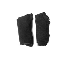 New Black Cotton Sock Isolated, Rolled Sportswear, Classic Unisex Cotton Socks on White Background