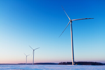landscape with wind farm, winter time Poland europe