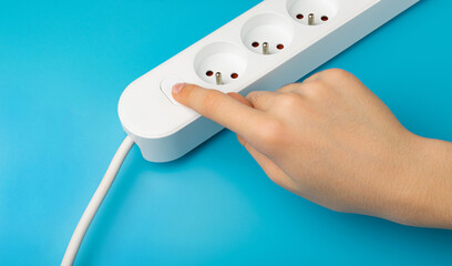 Turning on Electricity on Power Strip, Extension Cable, Electricity Strip, Home Socket, Power...