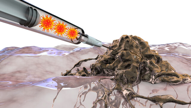 Oncolytic viral therapy, conceptual illustration