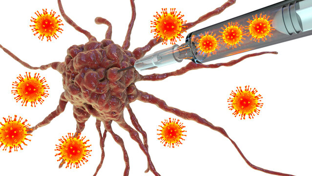 Oncolytic viral therapy, conceptual illustration