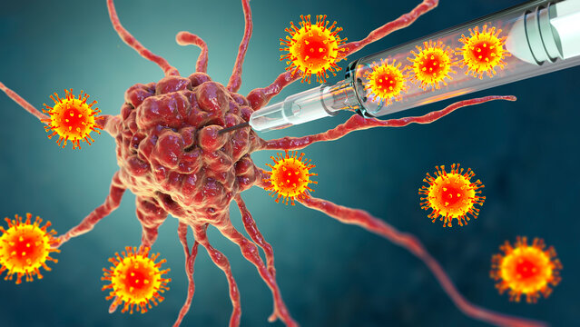 Oncolytic viral therapy, conceptual illustration