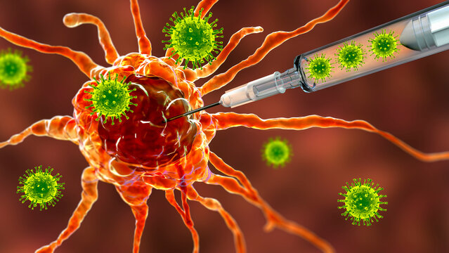 Oncolytic viral therapy, conceptual illustration